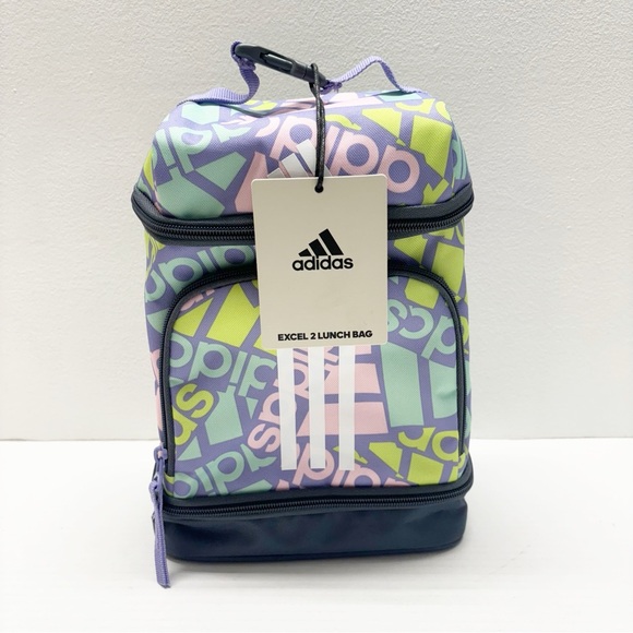 NWT Adidas Excel 2 Insulated Lunch Bag Light Purple Onix Multi Collage - Picture 2 of 16